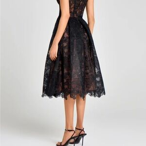 NADINE MERABI Black Lace Midi Dress